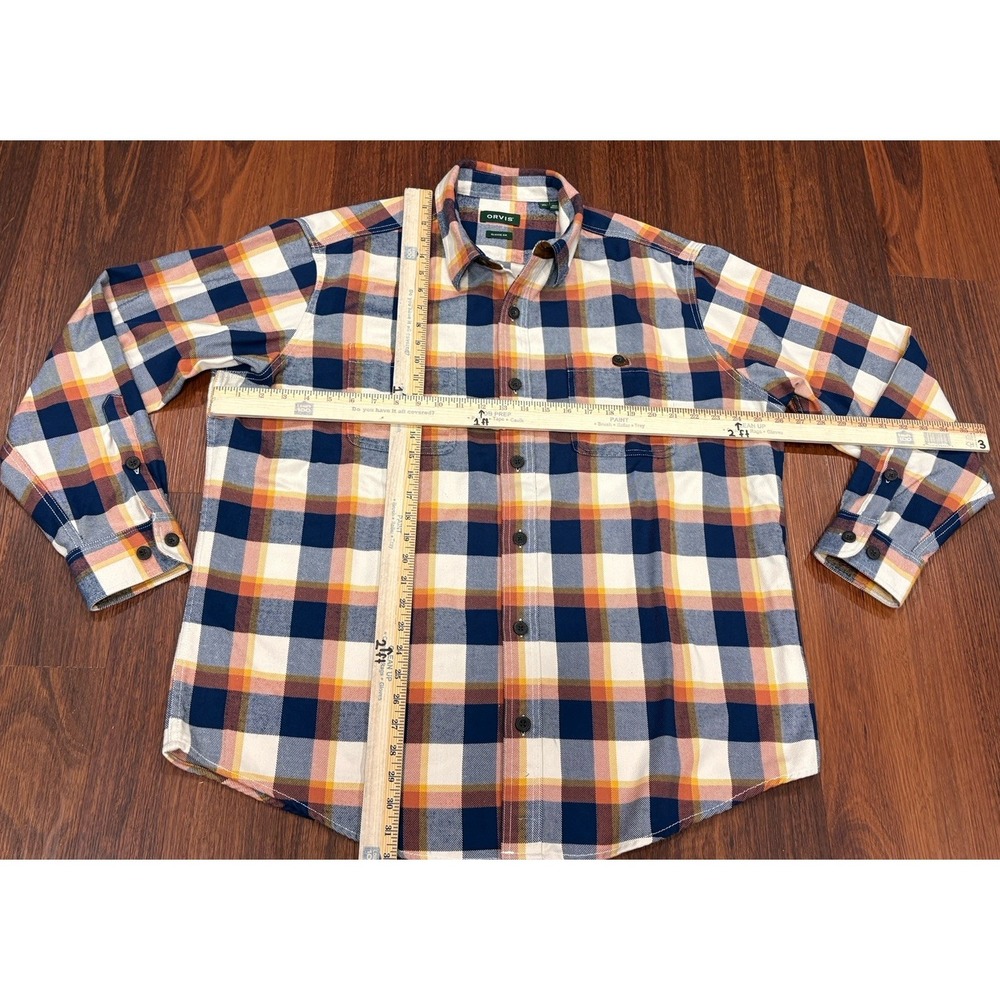 Orvis Mens XL Plaid Flannel Cotton Button-Up Shirt Long Sleeve Classic Pockets - Picture 8 of 12
